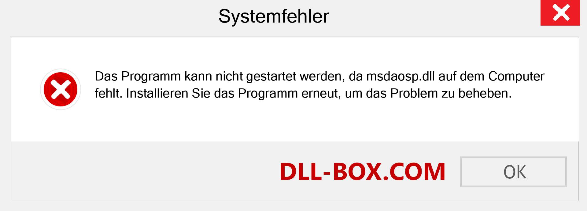 msdaosp.dll-Datei fehlt?. Download für Windows 7, 8, 10 - Fix msdaosp dll Missing Error unter Windows, Fotos, Bildern