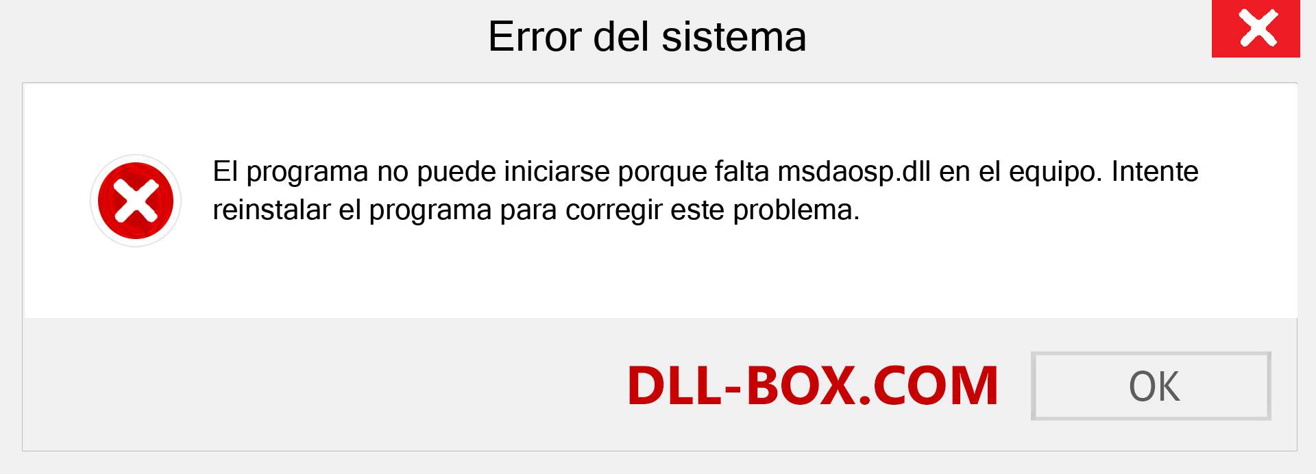 ¿Falta el archivo msdaosp.dll ?. Descargar para Windows 7, 8, 10 - Corregir msdaosp dll Missing Error en Windows, fotos, imágenes