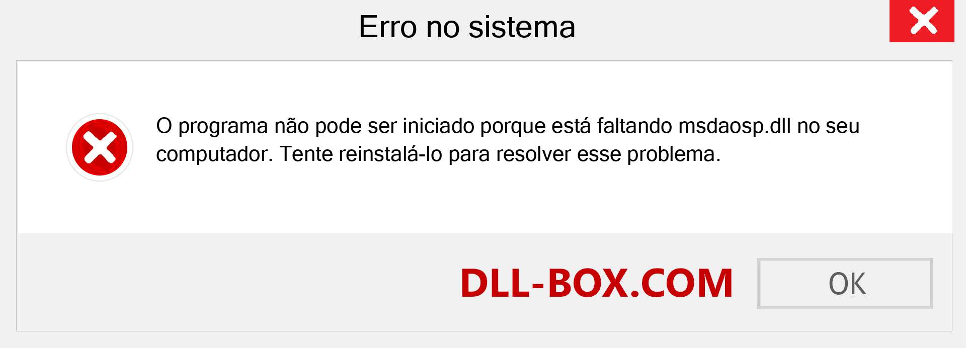 Arquivo msdaosp.dll ausente ?. Download para Windows 7, 8, 10 - Correção de erro ausente msdaosp dll no Windows, fotos, imagens